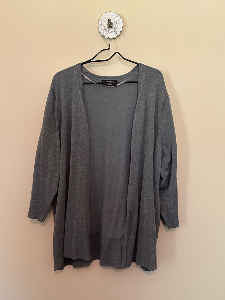 Lane Bryant Charcoal Open-Front Long Cardigan